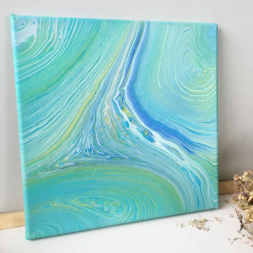 Original acrylic painting / Fluid wall art - Small